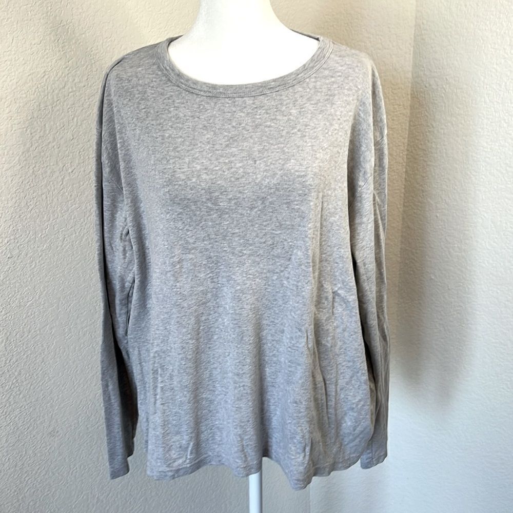 Women's Eddie Bauer Long Sleeve Crewneck Gray T-Shirt ~ Size XL